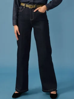 Blauw met wassing - Jeans met wijde pijpen