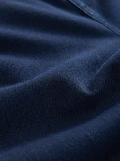 Blauw met wassing - Jersey denim broek met wijde pijpen
