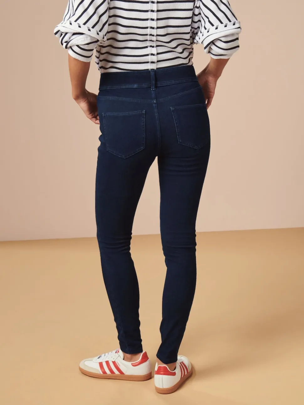 Blauw met wassing - Lange jersey denim leggings