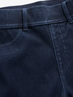 Blauw met wassing - Lange jersey denim leggings