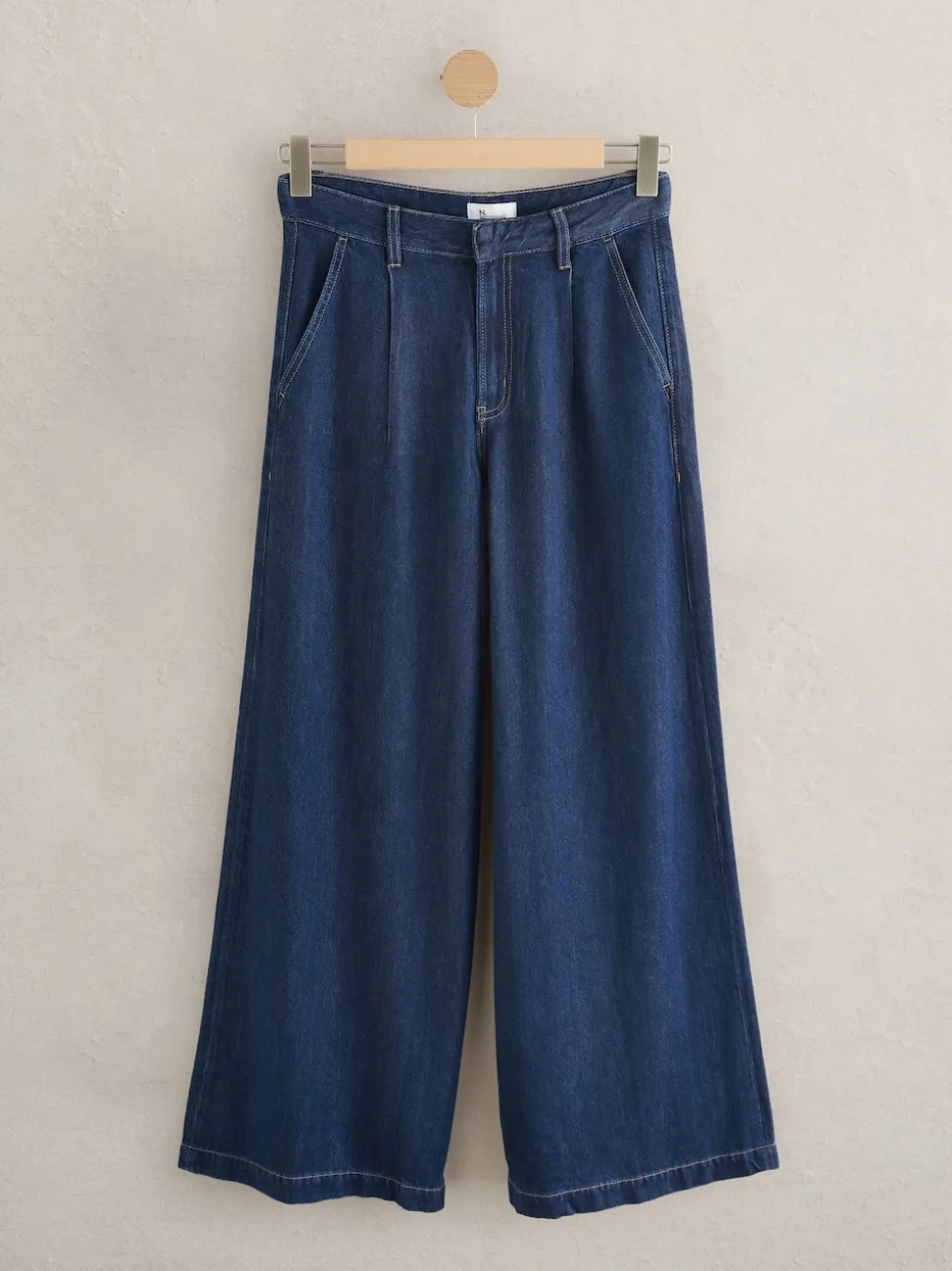 Blauw met wassing - N. Premium Palazzo-jeans met wijde pijpen