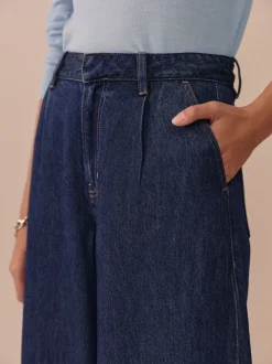 Blauw met wassing - N. Premium Palazzo-jeans met wijde pijpen