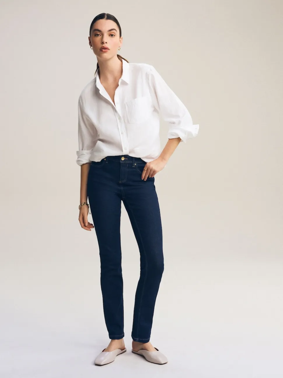 Blauw met wassing - Superzachte slim-fit jeans