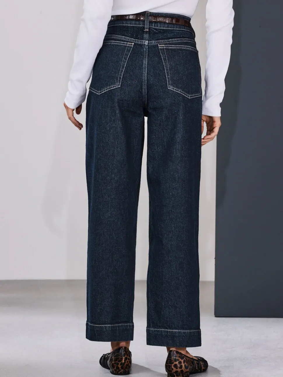 Blauw met wassing - Wide Leg Barrel Denim Jeans