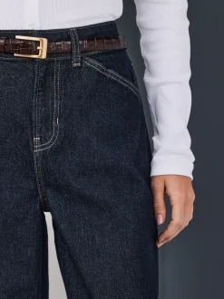 Blauw met wassing - Wide Leg Barrel Denim Jeans