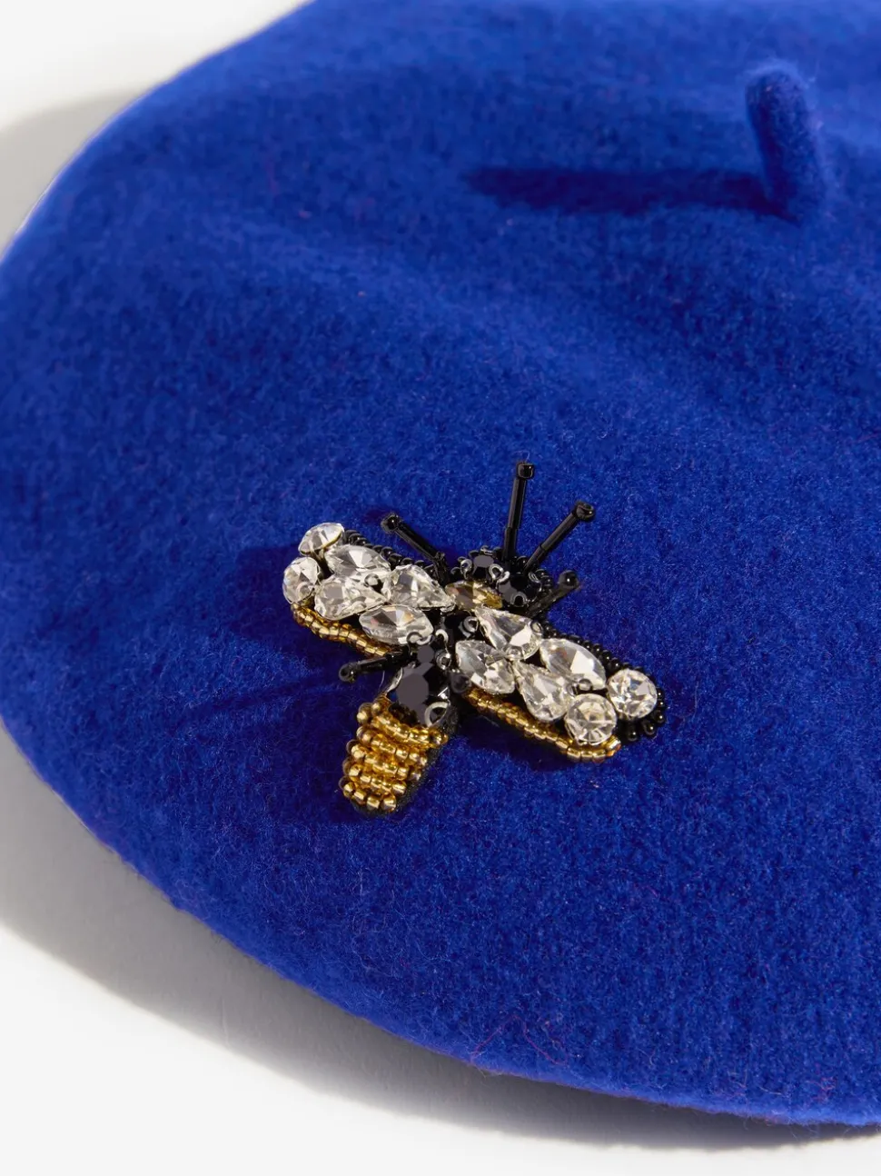 Blauw versierd - Love & Roses Beret Hat