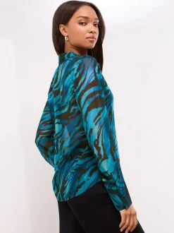 Blauw zebra - Lipsy bedrukt chiffon overhemd
