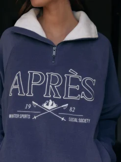 Blauwe Apres - Fleece trui met korte rits