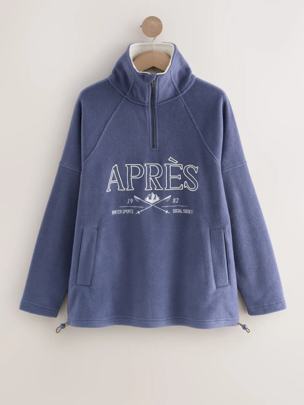 Blauwe Apres - Fleece trui met korte rits