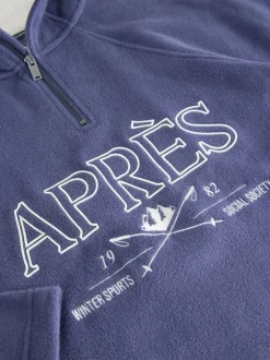 Blauwe Apres - Fleece trui met korte rits