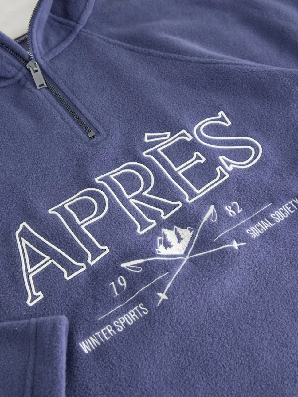 Blauwe Apres - Fleece trui met korte rits