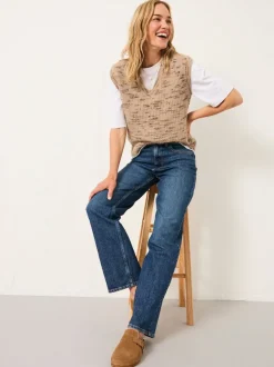 Blauwe denim - FatFace Relaxed Straight Jeans
