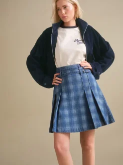 Blauwe denim - Kiltrok met riem
