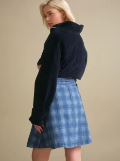 Blauwe denim - Kiltrok met riem
