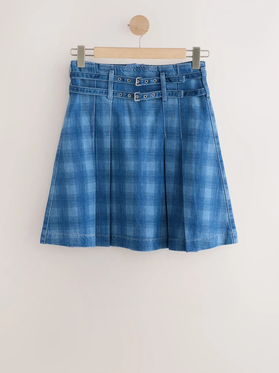 Blauwe denim - Kiltrok met riem