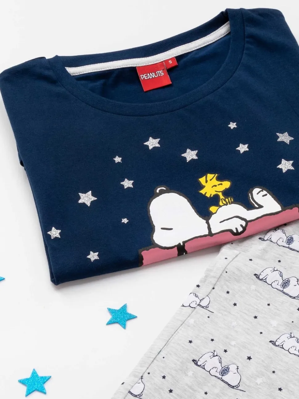 Blauwe Snoopy - Vanilla Underground Snoopy Korte Broek Pyjama's Set