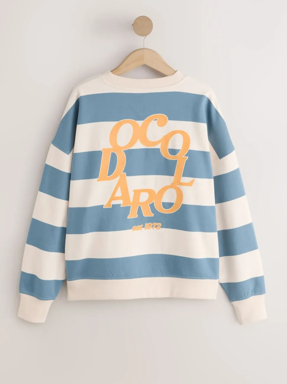 Blauw/ecru - Striped Graphic 'Colarado' City Longsleeve Crewneck Sweatshirt
