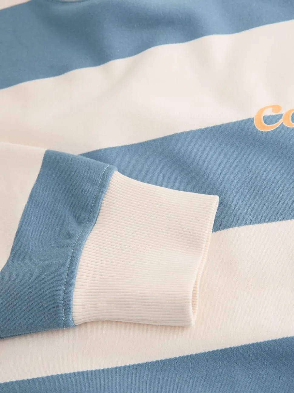 Blauw/ecru - Striped Graphic 'Colarado' City Longsleeve Crewneck Sweatshirt