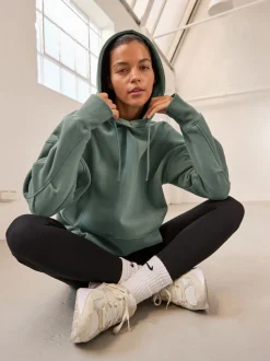 Blauwgroen - Active Longline Overhead Hoodie met superzacht naaddetail en zakken