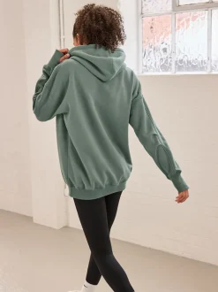 Blauwgroen - Active Longline Overhead Hoodie met superzacht naaddetail en zakken
