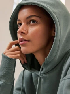 Blauwgroen - Active Longline Overhead Hoodie met superzacht naaddetail en zakken