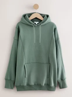 Blauwgroen - Active Longline Overhead Hoodie met superzacht naaddetail en zakken