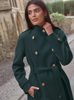 Blauwgroen - Love & Roses wikkeljas met opstaande kraag