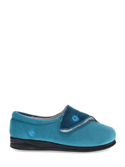 Blauwgroen - Pavers - Damespantoffels met klittenbandsluiting en ant-statische zool