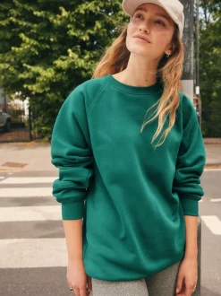 Blauwgroen - Relaxed Fit Heavyweight Longline Crew Neck Sweatshirt