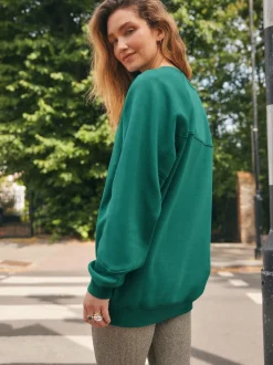 Blauwgroen - Relaxed Fit Heavyweight Longline Crew Neck Sweatshirt