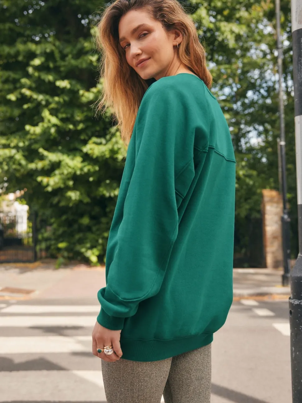 Blauwgroen - Relaxed Fit Heavyweight Longline Crew Neck Sweatshirt