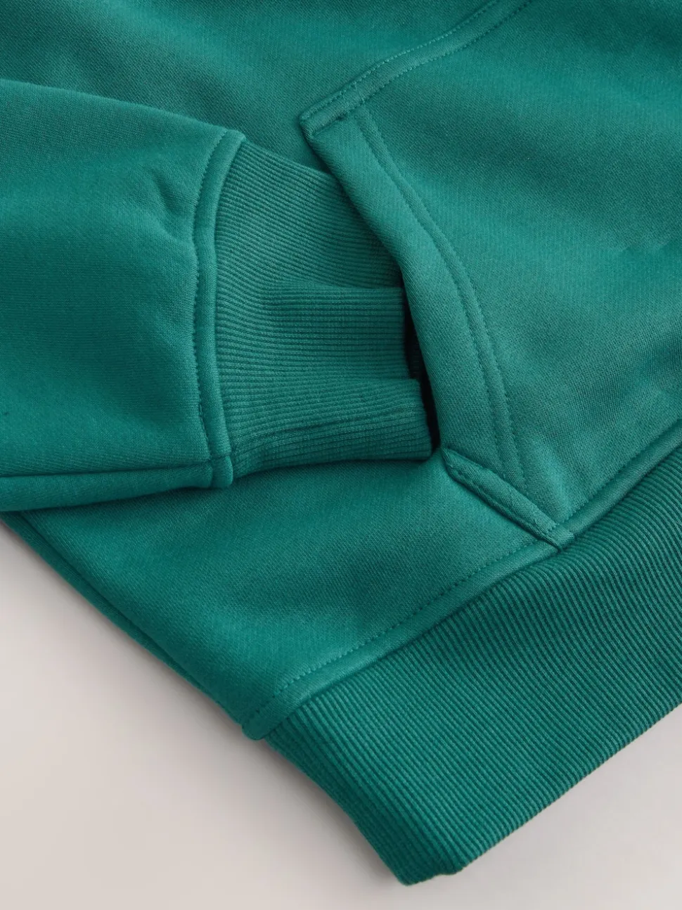 Blauwgroen - Relaxed fit sweatshirt van zware katoenrijke jersey met ritssluiting bij de hals