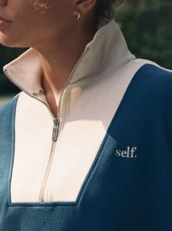 Blauwgroen - Sweatshirt met korte rits