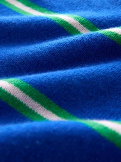 Blauw/groen gestreept - 100% merinowol N. Premium Rolkraag Trui