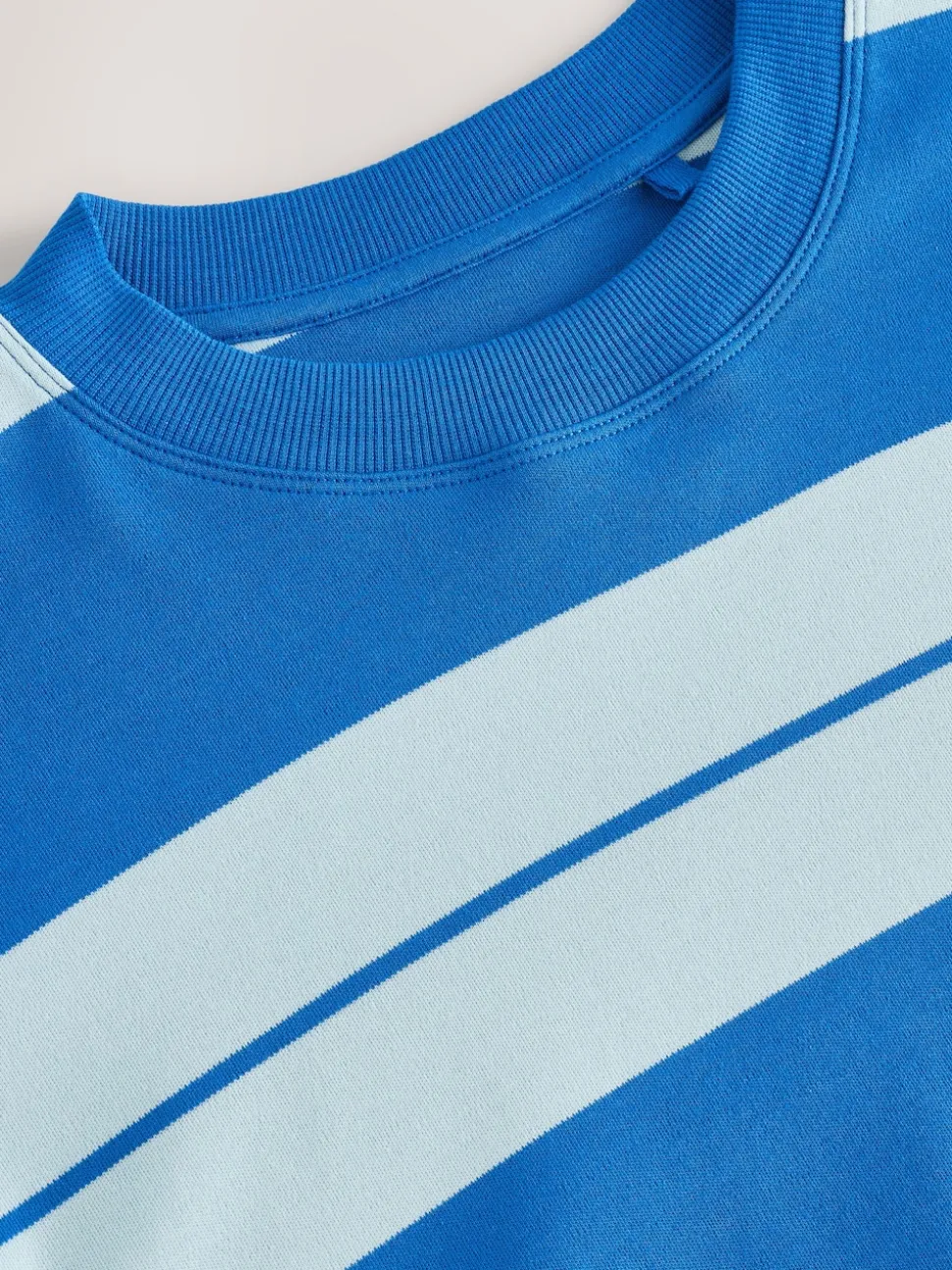 Blauw/lichtblauw - Boxy oversized T-shirt met relaxte pasvorm van zware stof en ronde hals