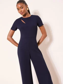 Blauw/marine - Lipsy jumpsuit met korte mouwen en gesplitst detail
