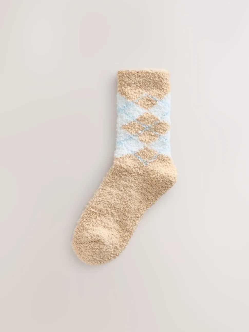 Blauw/Naturel Argyle - Set van 2 paar behaaglijke enkelsokken