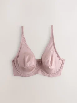 Blauw/roze/crème - Verpakking van 3 gladmakende T-shirtbeha's van microvezel, cupmaat DD+, ultiem comfort