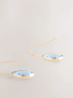 Blauw/steen - Glinsterende druppelvormige oorhangers