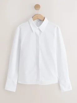 Blauw/wit - Fitted Stretch Essential Long Sleeve Shirts 2 Pack