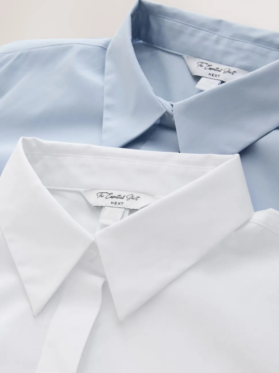 Blauw/wit - Fitted Stretch Essential Long Sleeve Shirts 2 Pack