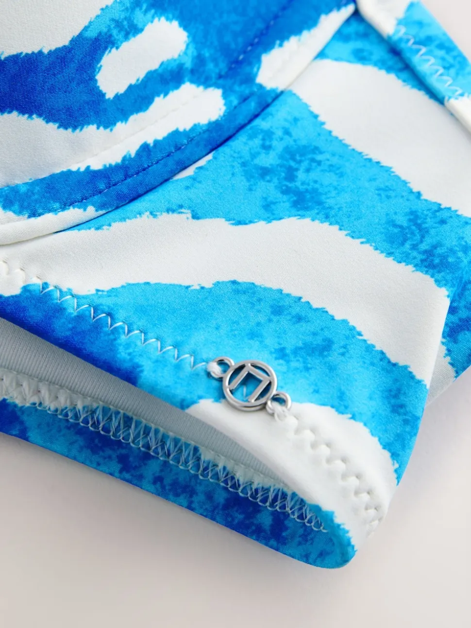 Blauw/witte zebraprint - Gedrapeerde, voorgevormde Bikini met beugel