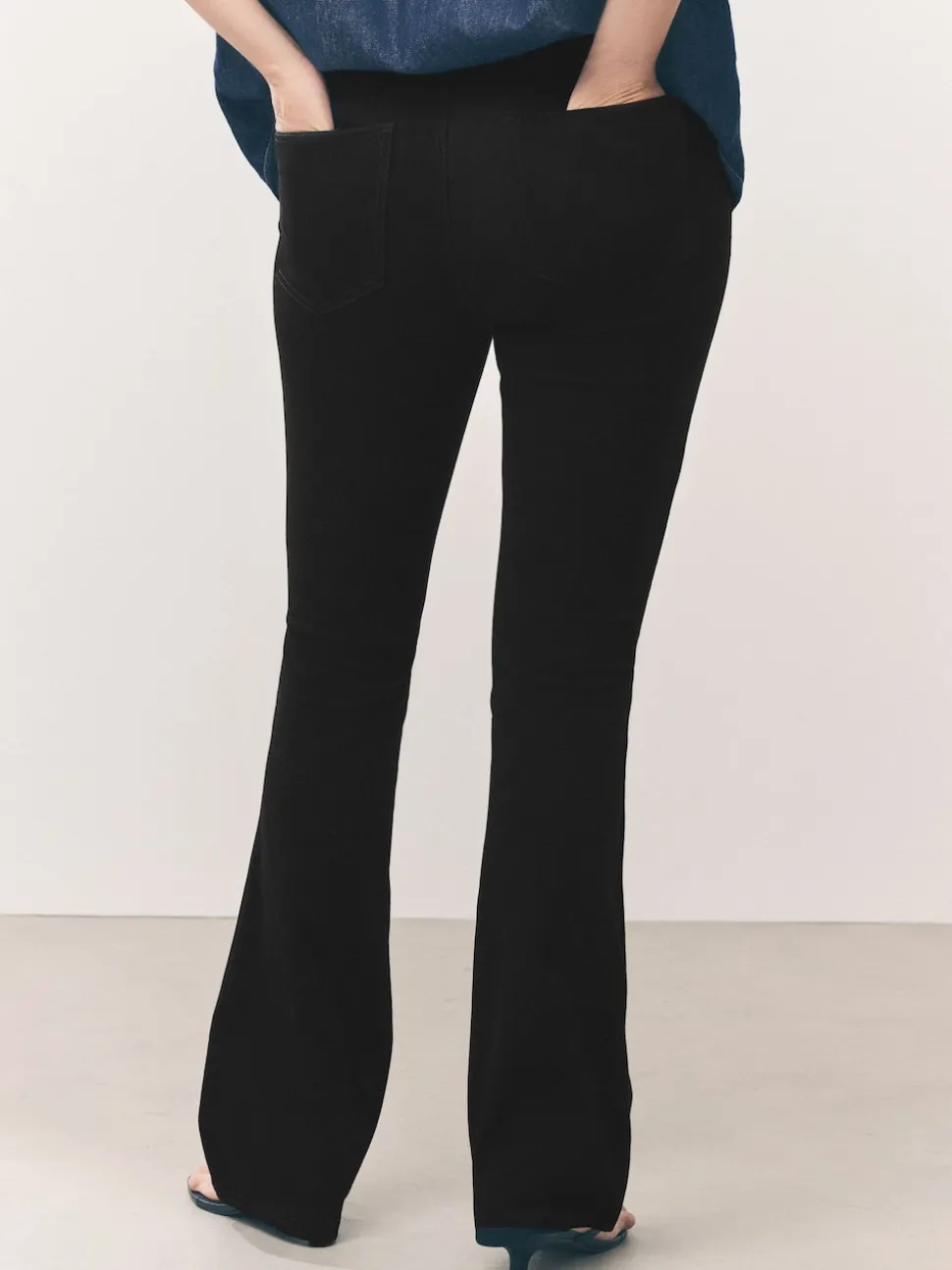 Blauw/Zwart - Set van 2 lange jersey denim bootcut leggings
