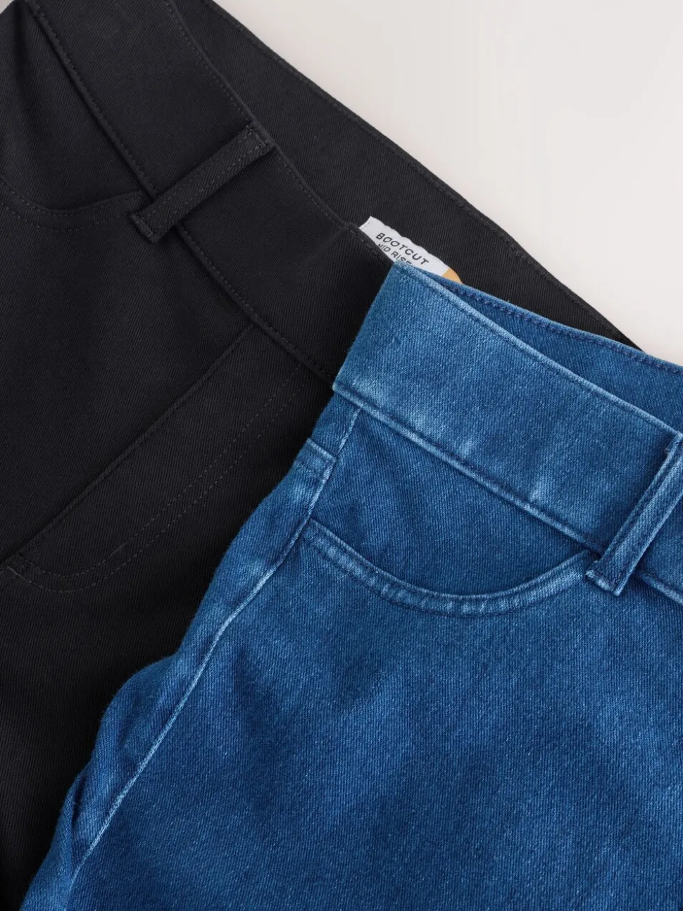 Blauw/Zwart - Set van 2 lange jersey denim bootcut leggings