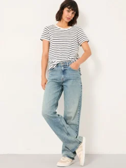Bleach Wash Denim - FatFace Relaxed Straight Jeans