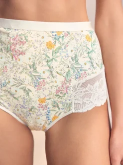 Bloemenprint/Bleekroze - Vormgevende kanten slipjes 2 set