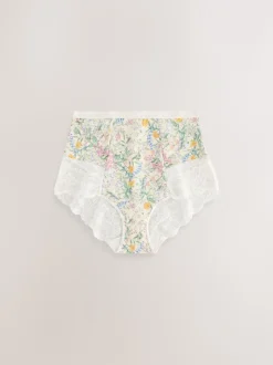 Bloemenprint/Bleekroze - Vormgevende kanten slipjes 2 set