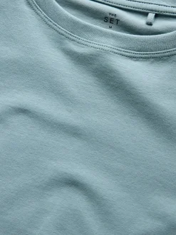 Blue/Light Blue/Cream/White - The Set 4 Pack Crew Neck Half Sleeve T-Shirts