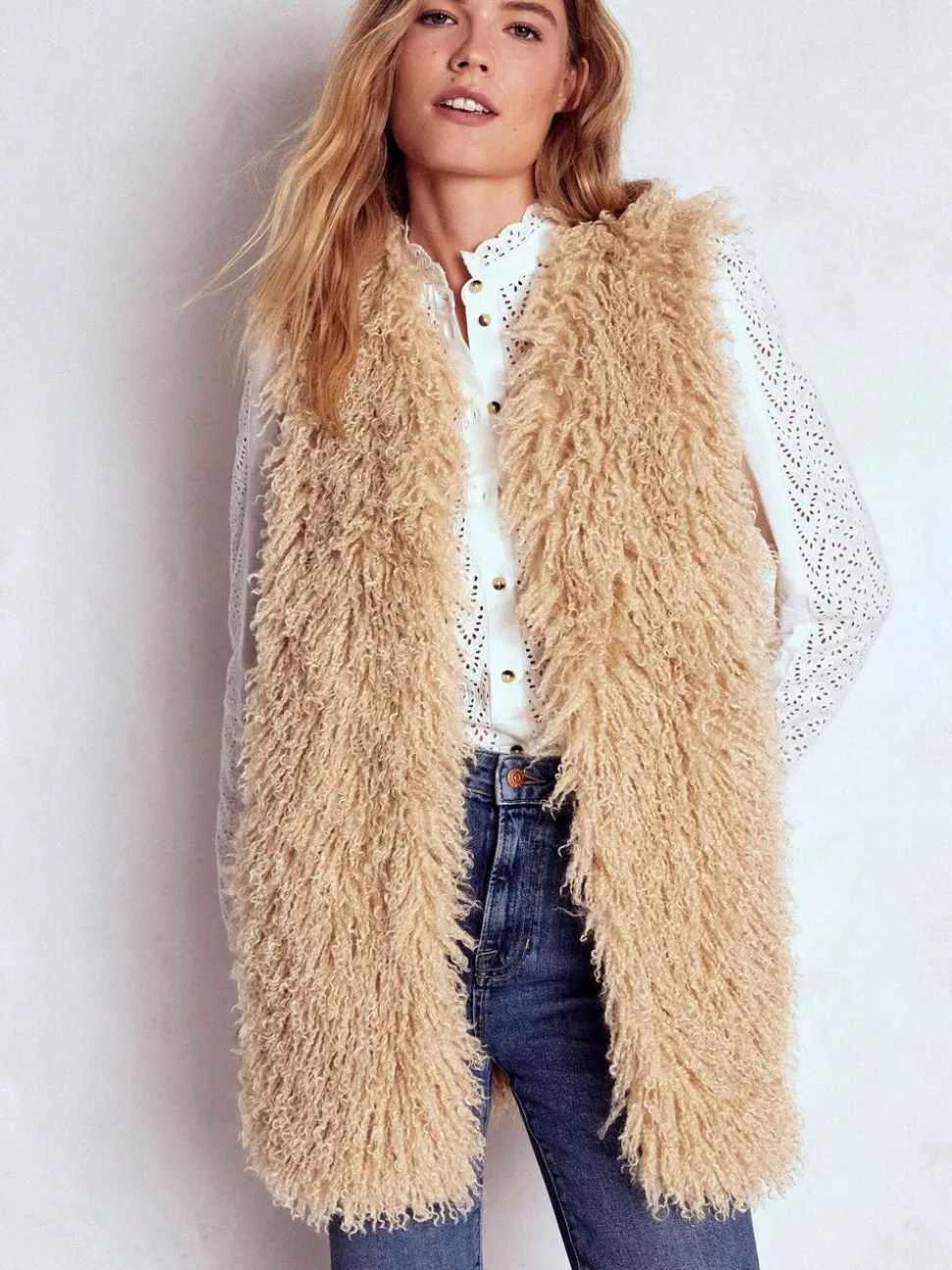 Boden Faux Fur Long Gilet
