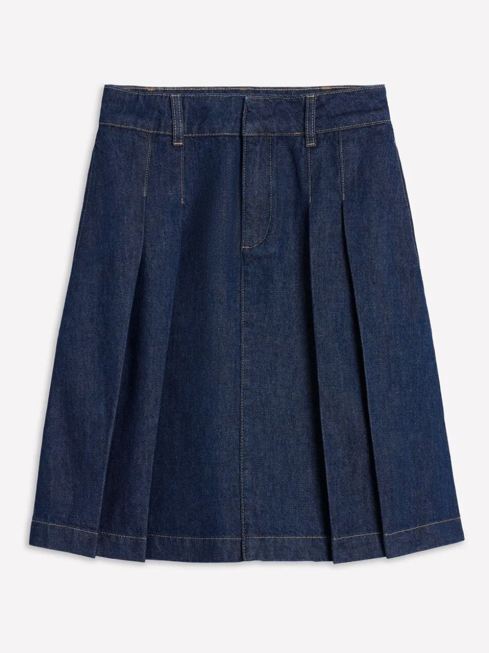 Boden Pleated Denim Skirt